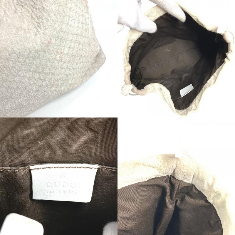 Gucci Shoulder Bag Perforated Mesh Logo 90644 Leather White