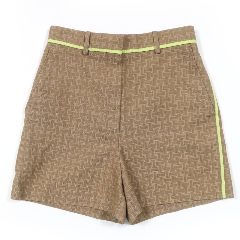 Hermes 22 SS 2 H0405 dp H Design Mosaic Jacquard Piping Shorts Brownish 36
