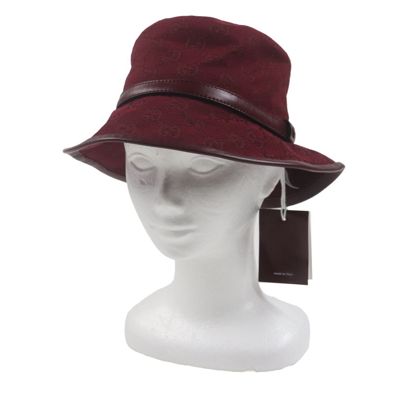 Gucci 833280 Ggmonogram Leather Use Hat Bucket Hat Bordeaux L 58cm (22.83in)