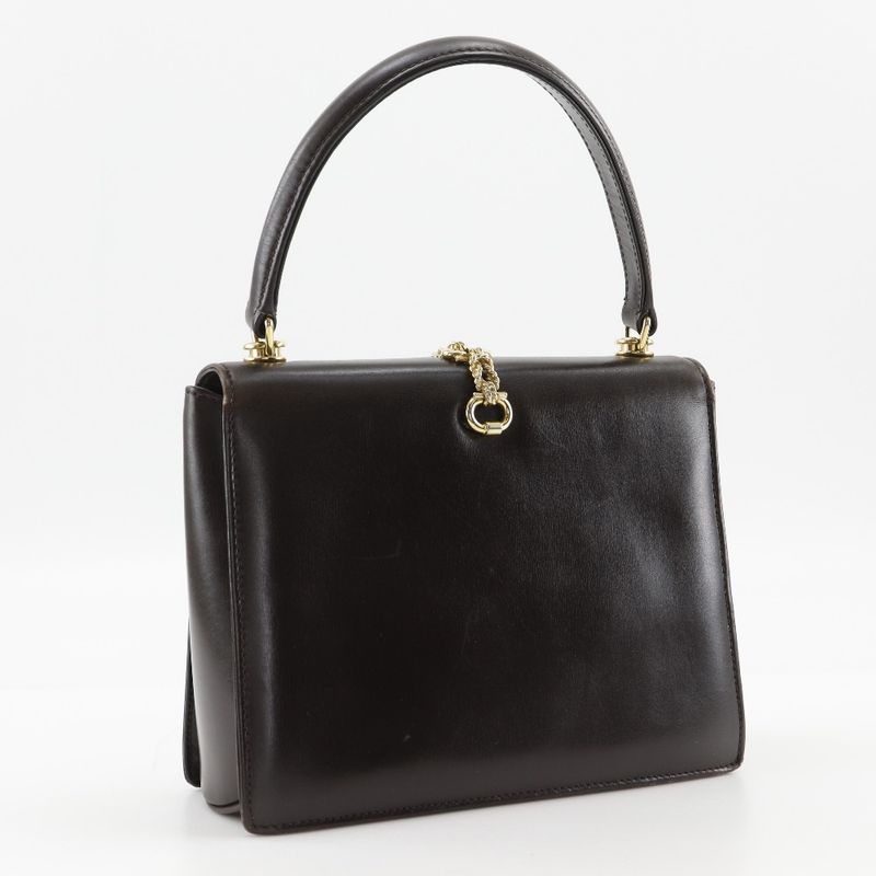 Gucci One Handle Old Gucci Leather Brown Women's Handbag