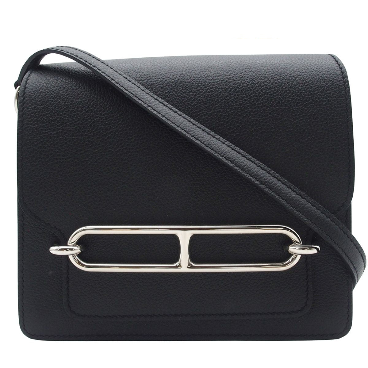 Hermes Sac Roulis Mini Black Silver Evercolor Shoulder Bag