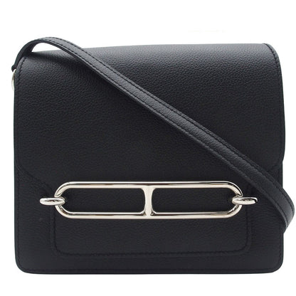 Hermes Sac Roulis Mini Black Silver Evercolor Shoulder Bag