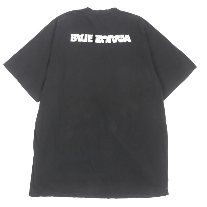 Balenciaga 675016 Unifit Turning Logo Oversized Damaged Crew Neck Short Sleeve