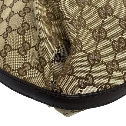 Gucci Tote Bag GG Pattern Scarlet 269953 Beige And Dark Brown Leather