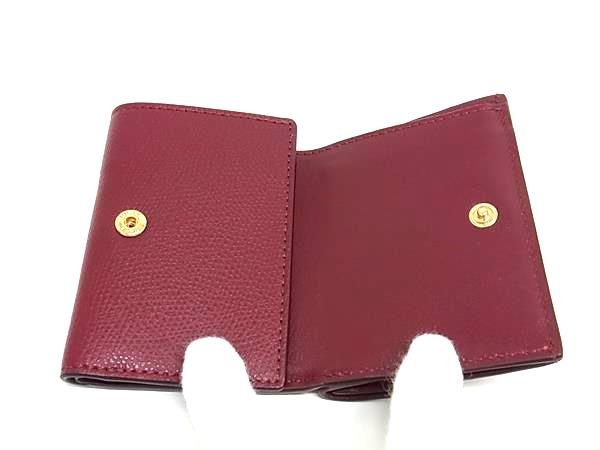 Bordeaux Fi3094 Fendi Leather Trifold Wallet Coin Purse Billfold Women's