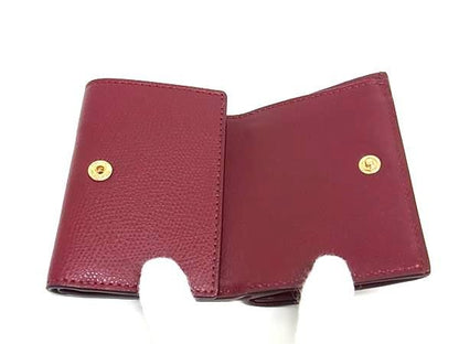Bordeaux Fi3094 Fendi Leather Trifold Wallet Coin Purse Billfold Women's