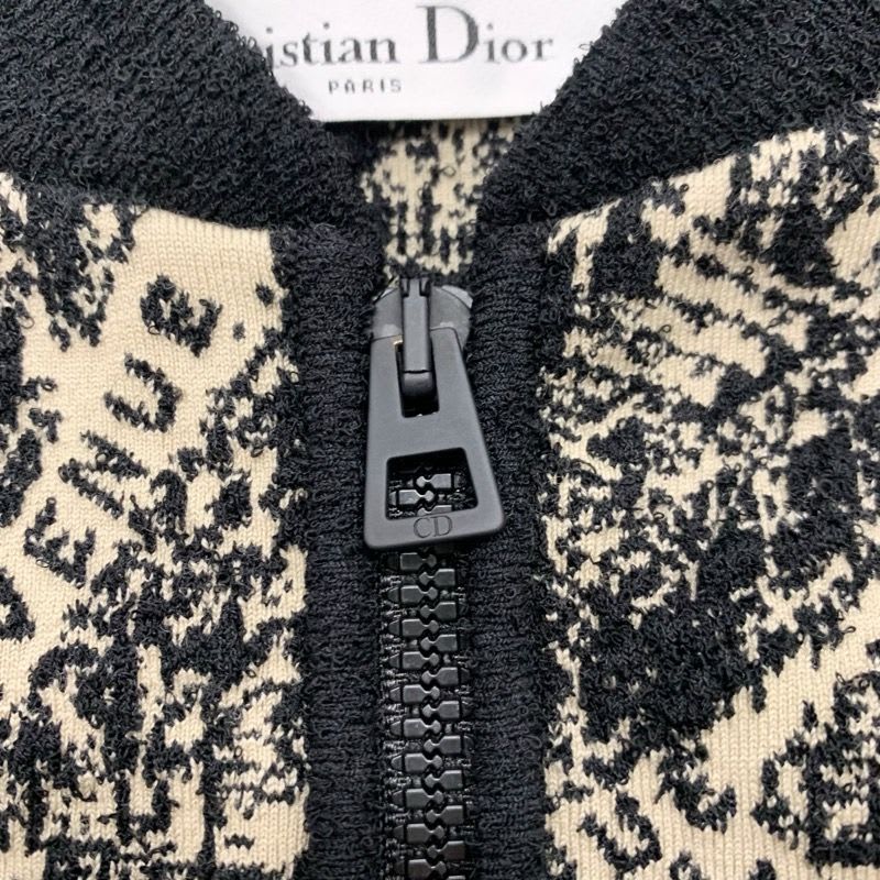 Christian Dior Outerwear Wool Black Beige Plan De Paris Bomber Jacket Logo