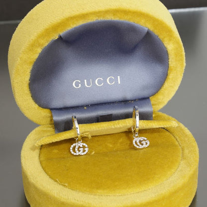 Gucci GG Running Diamond Earrings Hoop AU 750 Box E1497