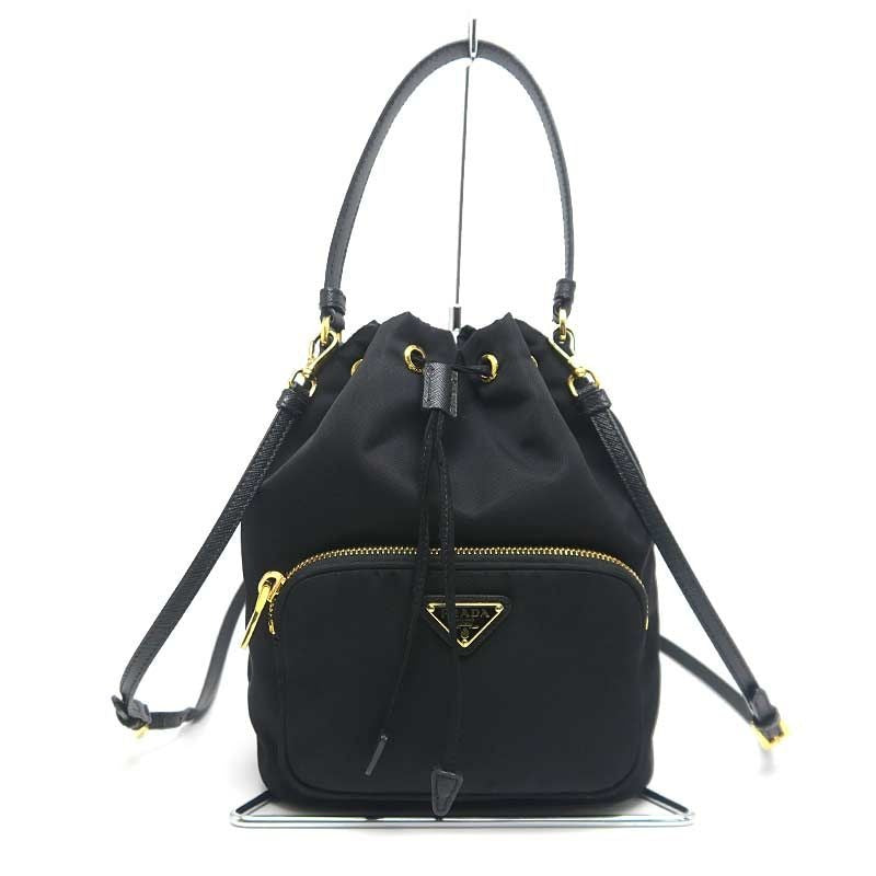 Prada Duet Re-nylon Bucket Bag 1 Bh038 Black