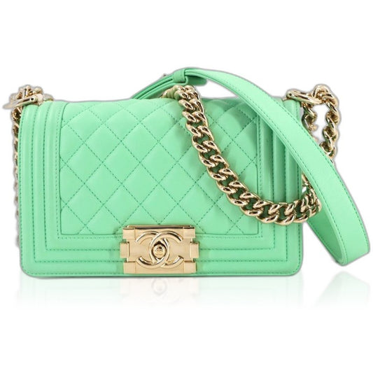 Chanel Small Chain Shoulder Bag Lambskin Light Green