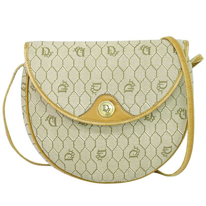 Christian Dior Honeycomb Pattern Shoulder Bag Pochette Beige