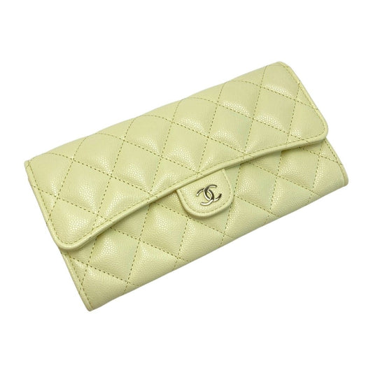 Chanel Quilted Classic Flap Long Wallet Ap0241 Light Yellow