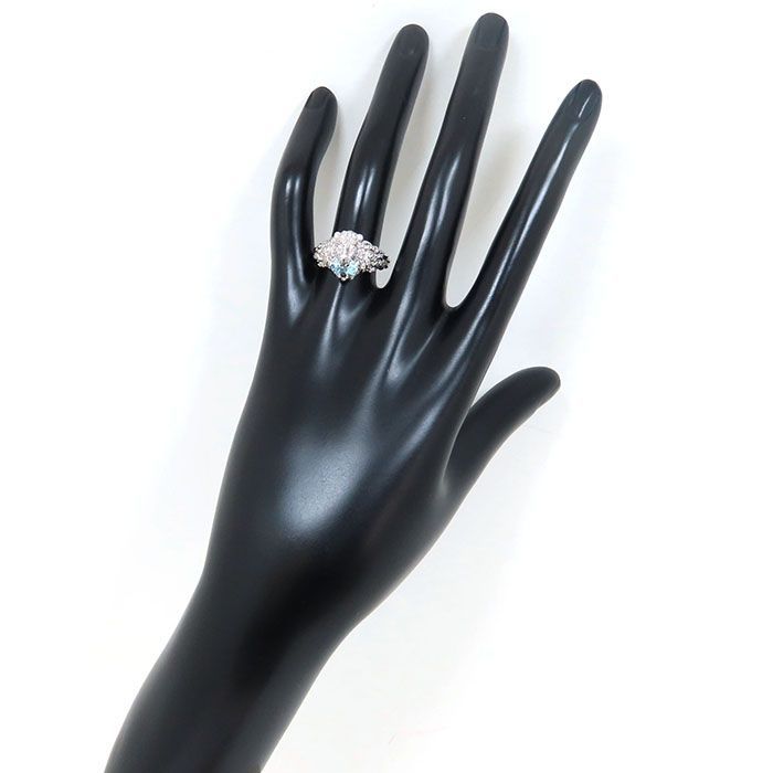 Gucci Lion Head Aquamarine Diamond Ring 18K White Gold 750 White Gold Diamond