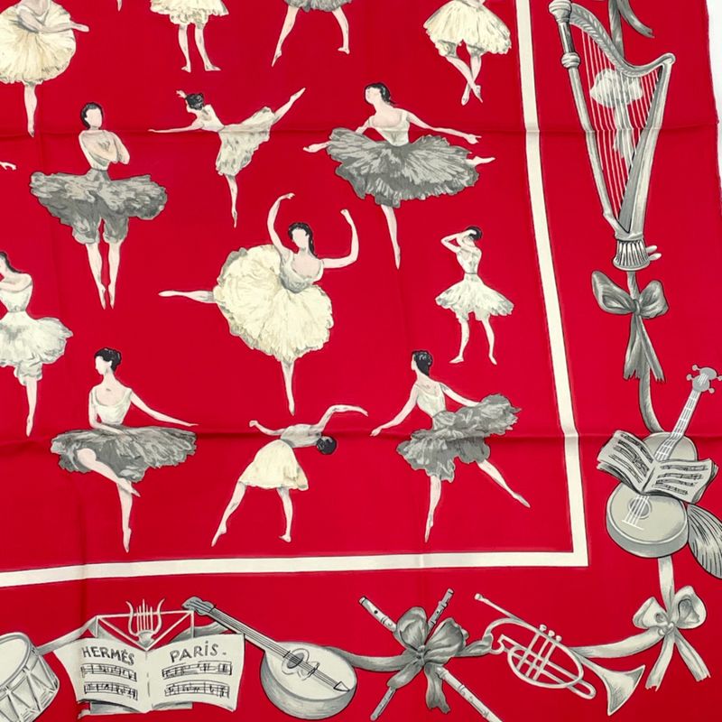 Hermes Carre 90 Silk Scarf La Danse La Danse Ballerina Red