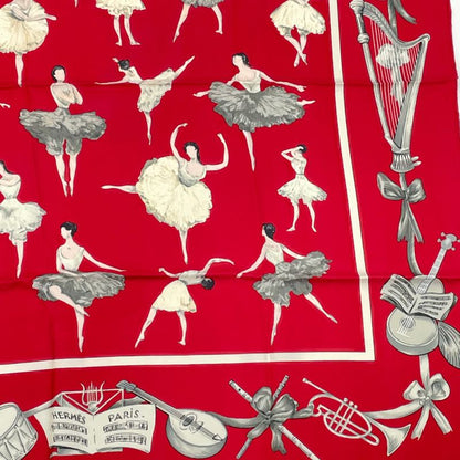 Hermes Carre 90 Silk Scarf La Danse La Danse Ballerina Red