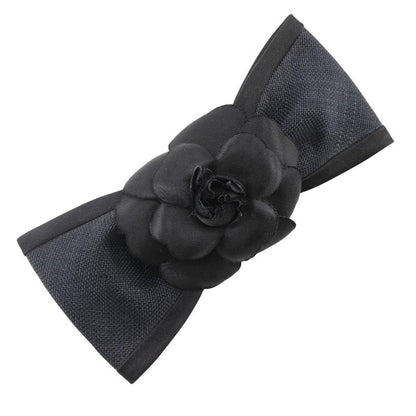Chanel Camellia Ribbon Satin Black Women's Barrette