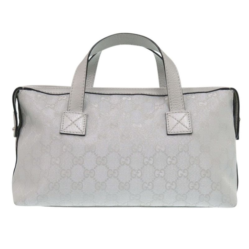 Gucci 264210 GG Canvas Leather Silver Handbag 1641 Gucci