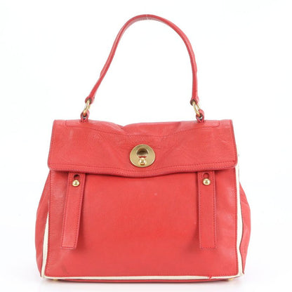 YSL Yves Saint Laurent Muse To Leather Tote Bag Shoulder Hand Gold Hardware
