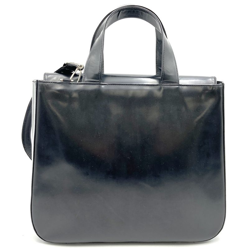 Gucci Old Gucci 000 1013 Interlocking G Shoulder Bag Handbag Black Patent