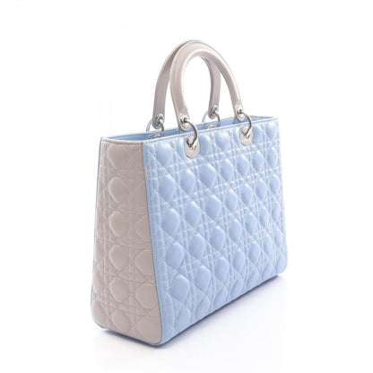 Dior Handbag Lady Large Cannage Light Blue Gray Leather — view 2