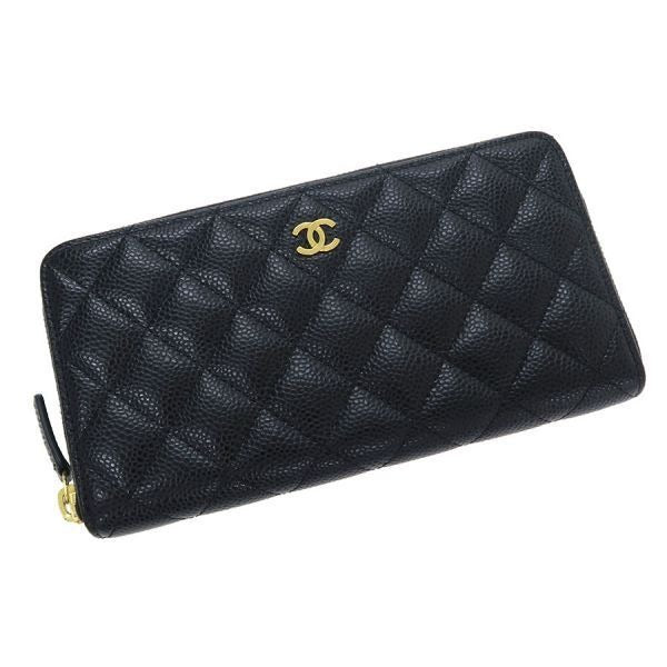 Chanel Caviar Quilted Round Zip Wallet