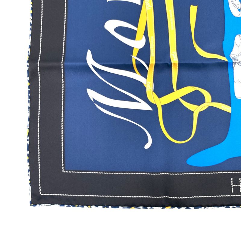 Hermes Carre 70 Monsieur ET Madame Monsieur & Madame Navy Scarf