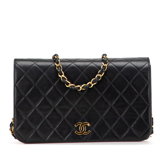 Chanel Matelasse Coco Mark Full Flap Push Lock Chain Shoulder Bag Black