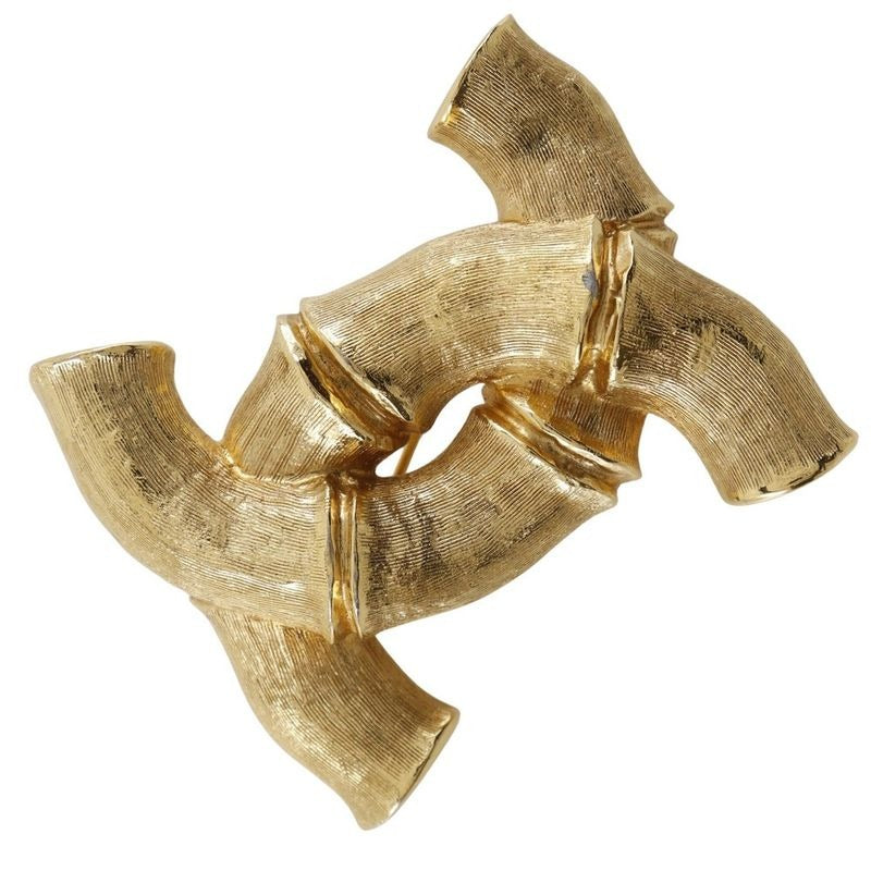 Chanel Bamboo Coco Mark Vintage Gold Plated 107 35.0 g Brooch