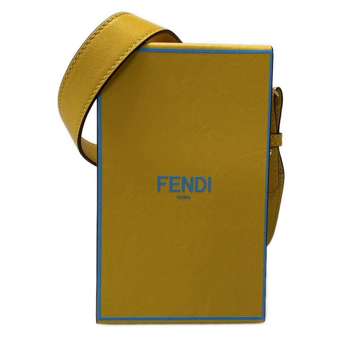 Fendi Shoulder Bag Pack Yellow Light Blue Leather