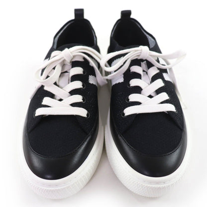 Hermes Deep Logo Leather Low Cut Sneakers Black White 36 — view 4