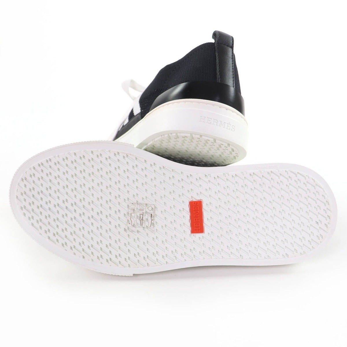 Hermes Deep Logo Leather Low Cut Sneakers Black White 36 — view 7