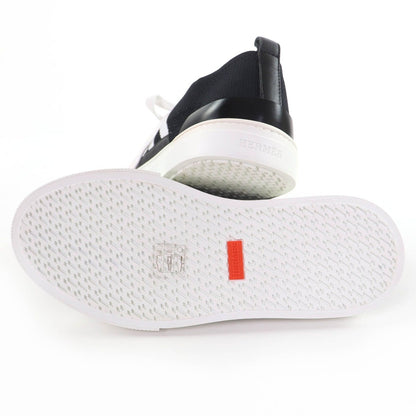 Hermes Deep Logo Leather Low Cut Sneakers Black White 36 — view 7