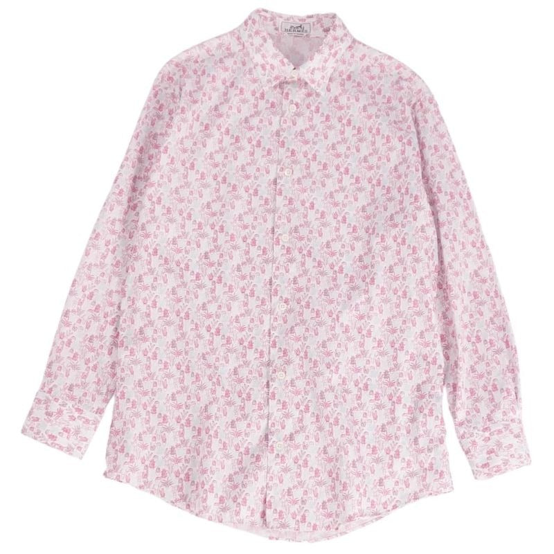 Hermes Shirt Long Sleeves All Over Pattern Serie Buttons Cot