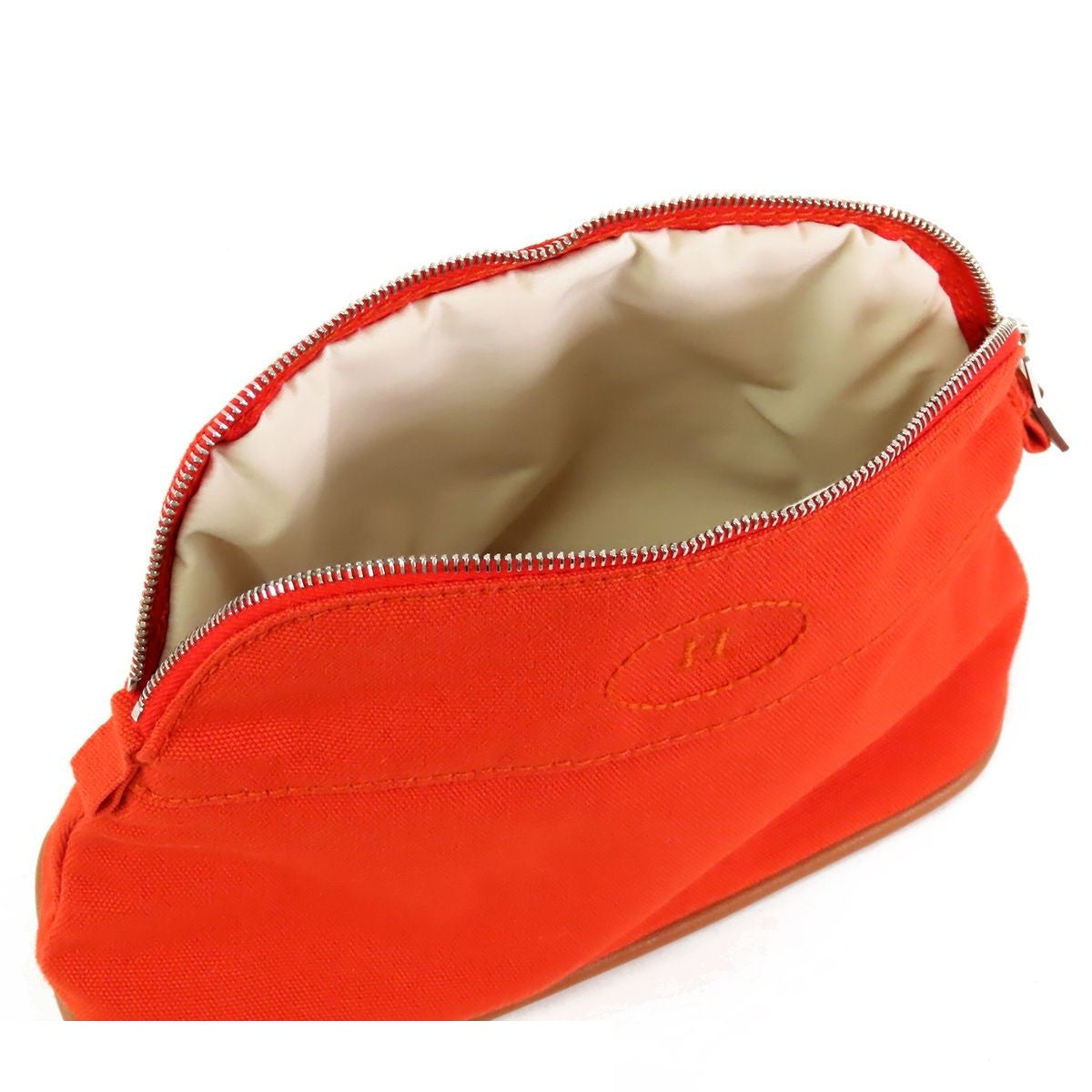 Hermes Bolide Pouch PM Orange Silver Cotton — view 4