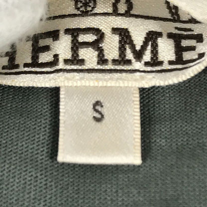 Hermes Short Sleeve T-shirt Horse Leather Patch Leather Tag Cotton Gray Khaki