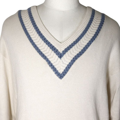 [dior] Christian Dior Sport V-neck Cotton White Men's Sweater