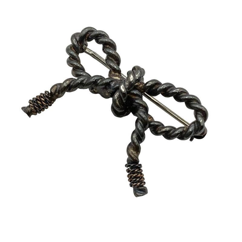 Tiffany & Co Brooch Ribbon 18K Yellow Gold X Silver