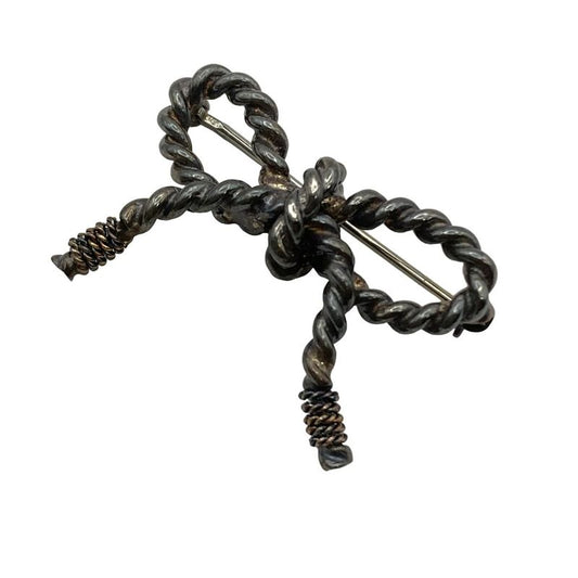 Tiffany & Co Brooch Ribbon 18K Yellow Gold X Silver