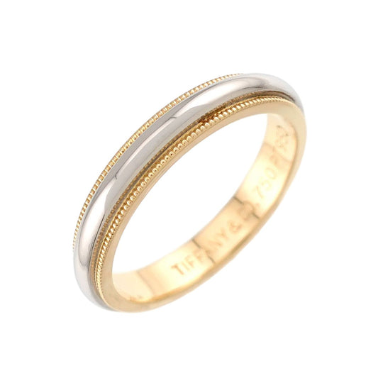 Tiffany & Co Milgrain Band Ring Platinum Pt 18k YG 750