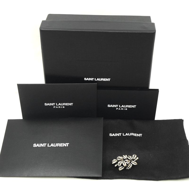 Saint Laurent Pin Brooch Rhinestone Approx 5.8g Black Accessories Box