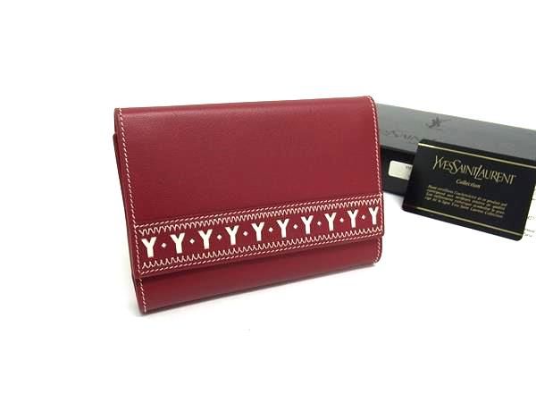 Yvessaint Laurent Yves Saint Laurent Leather Trifold Wallet Coin Purse