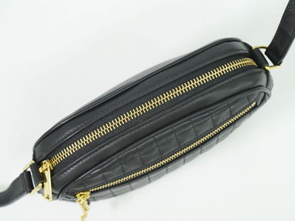 Authentic Celine Ccharm Shoulder Bag Pochette Leather Black Bag Pre-owned