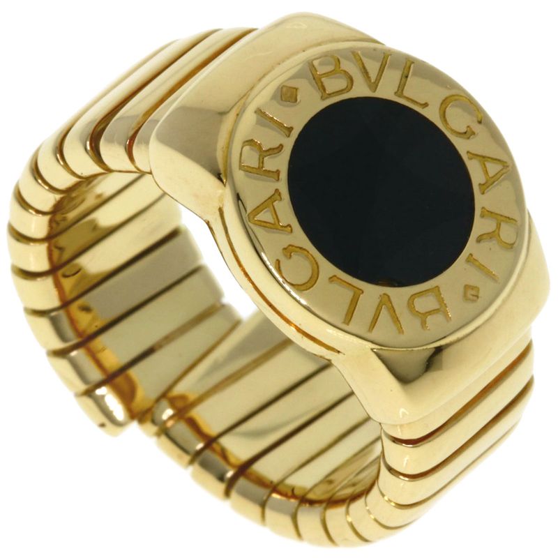 Bvlgari Bulgari Tubogas Onyx Ring And Ring 18K Yellow Gold Ladies