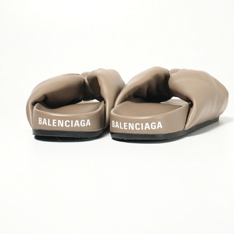 Balenciaga Sandals Size 36 Flat Sandals Shoes Logo Ribbon Brown Gray Made In