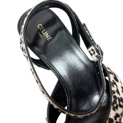 Unused Celine Animal Print Halaco Low Heel Sandals 36.5 Equivalent To 23.5cm