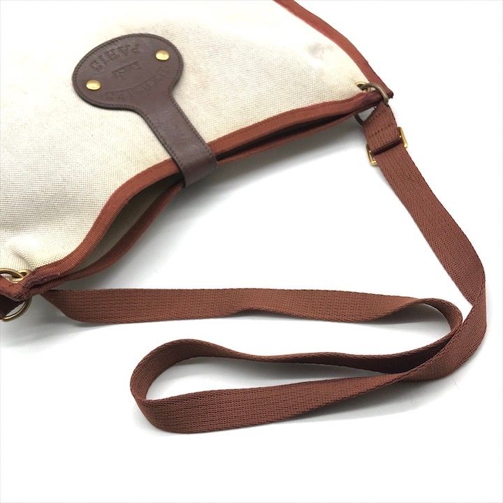 Hermes Canvas Saco Rodeo Toile Ash Shoulder Bag Brown