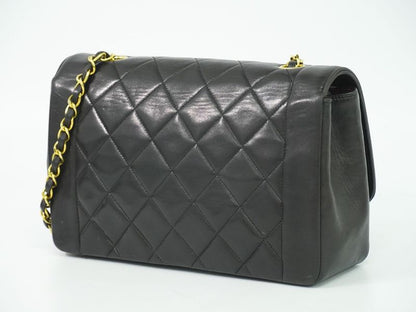 Authentic Chanel Diana Coco Mark Matelasse Chain Shoulder Bag Pochette Lambskin