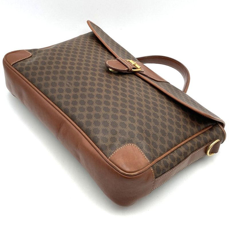 Celine T06 1 Business Bag Handbag Macadam Brown PVC Leather Men Women Fashion