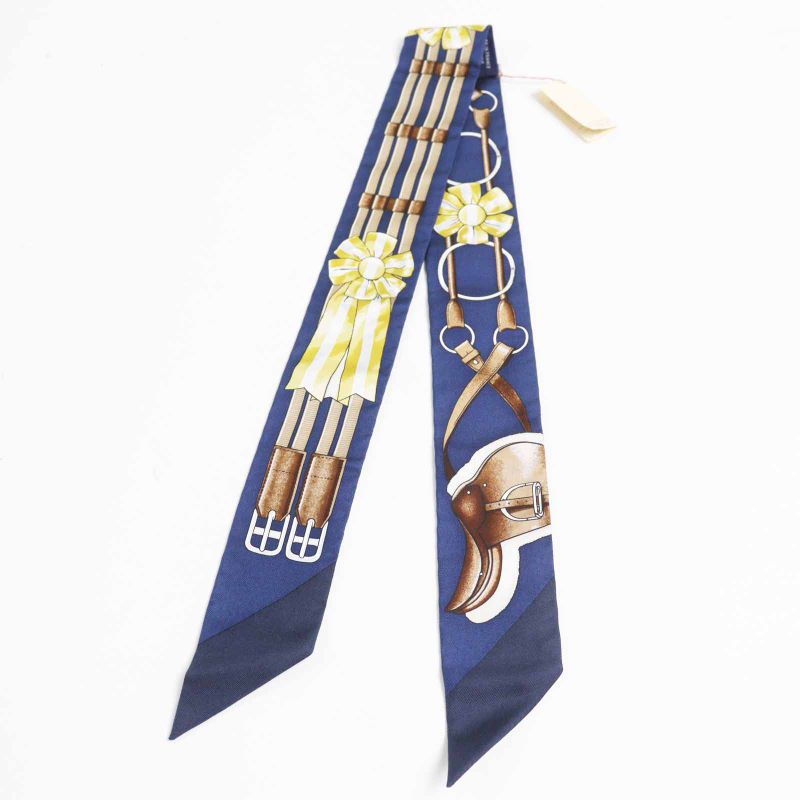 Hermes Twilley Junping Jumping 100% Silk Scarf Navy Multi With Box Made In