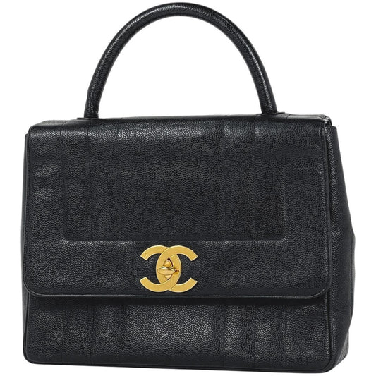 Chanel Mademoiselle Handbag CC Logo Caviar Leather Black